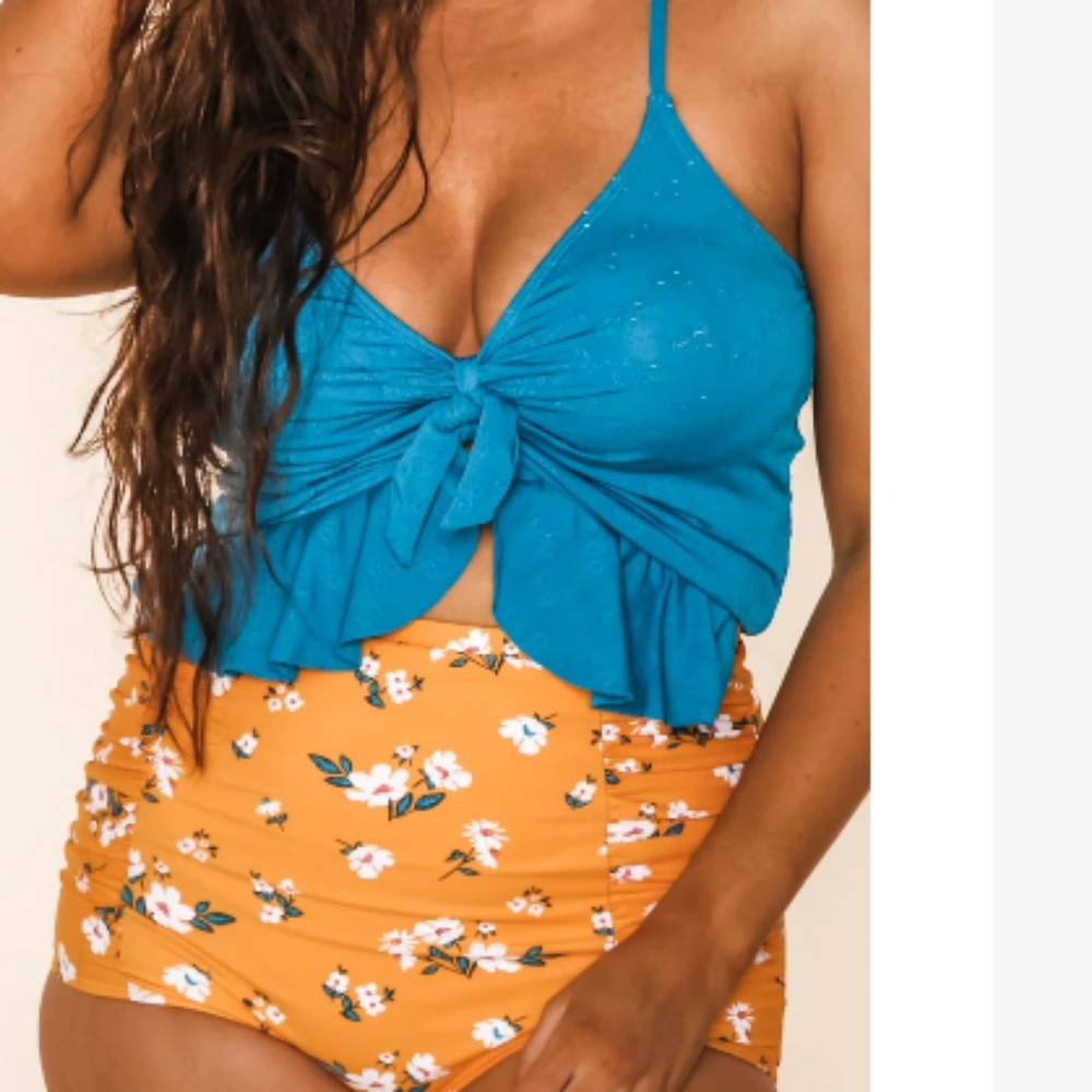Coral Reef Barefoot Bikini Bottom Orange And Blue